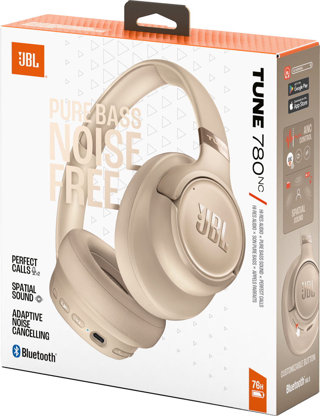 Handsfree Bluetooth JBL Tune 780NC, MultiPoint, A2DP, ANC, Bege JBLT780NCBEG