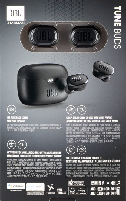 JBL Tune Buds Bluetooth Handsfree, TWS, ANC, Multipoint, Black JBLTBUDSBLK