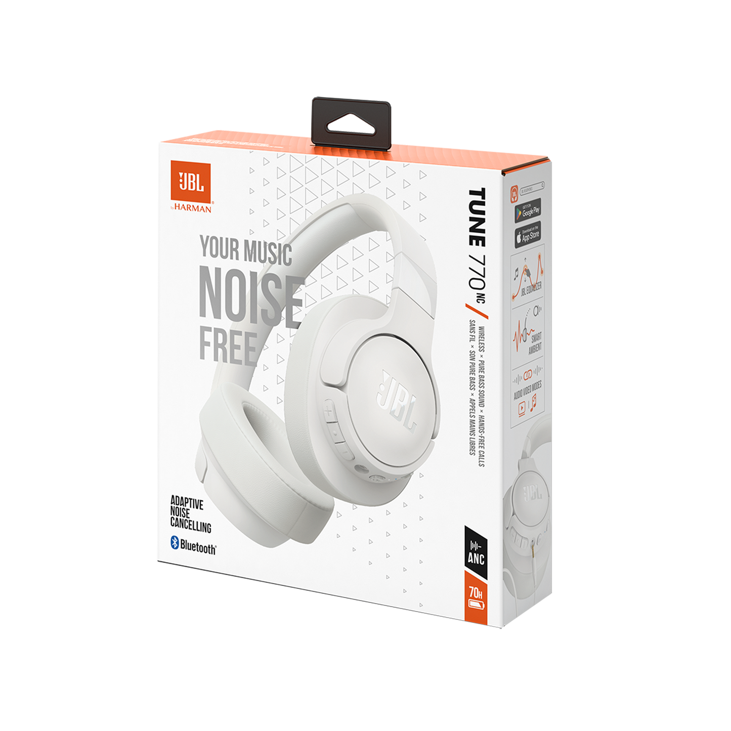 Handsfree Bluetooth JBL Tune 770NC, MultiPoint, A2DP, ANC, Branco JBLT770NCWHT