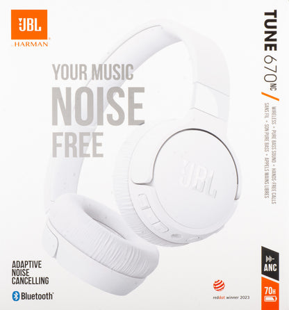 Handsfree Bluetooth JBL Tune 670NC, MultiPoint, A2DP, ANC, Branco JBLT670NCWHTAP