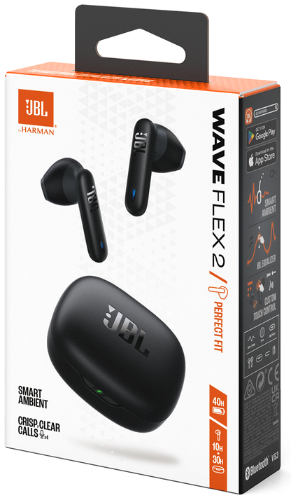 Handsfree Bluetooth JBL Wave Flex 2, TWS, ANC, MultiPoint, Preto JBLWFLEX2BLK