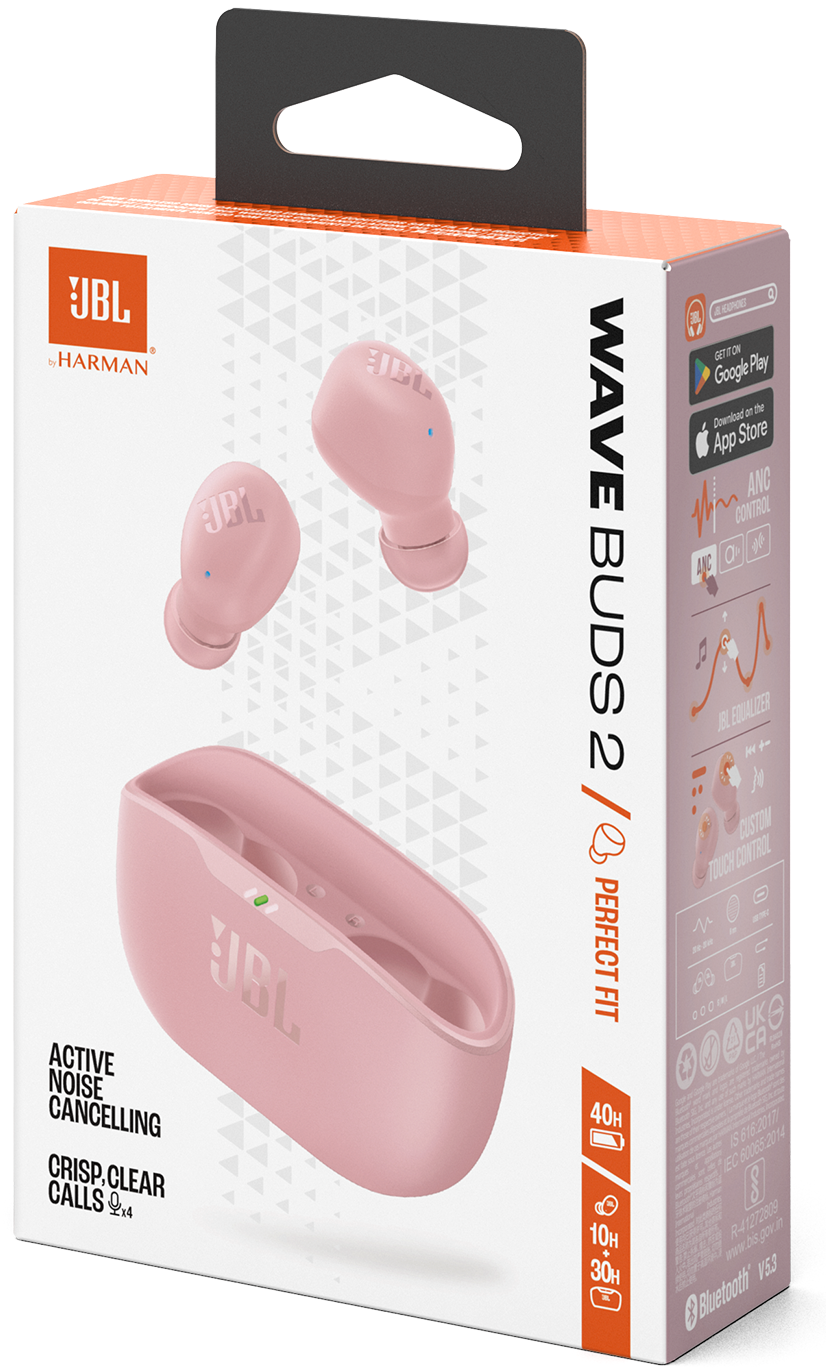 Handsfree Bluetooth JBL Wave Buds 2, TWS, ANC, MultiPoint, Rosa JBLWBUDS2PIK