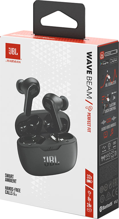 Mãos-livres Bluetooth JBL Wave Beam, TWS, Preto JBLWBEAMBLK