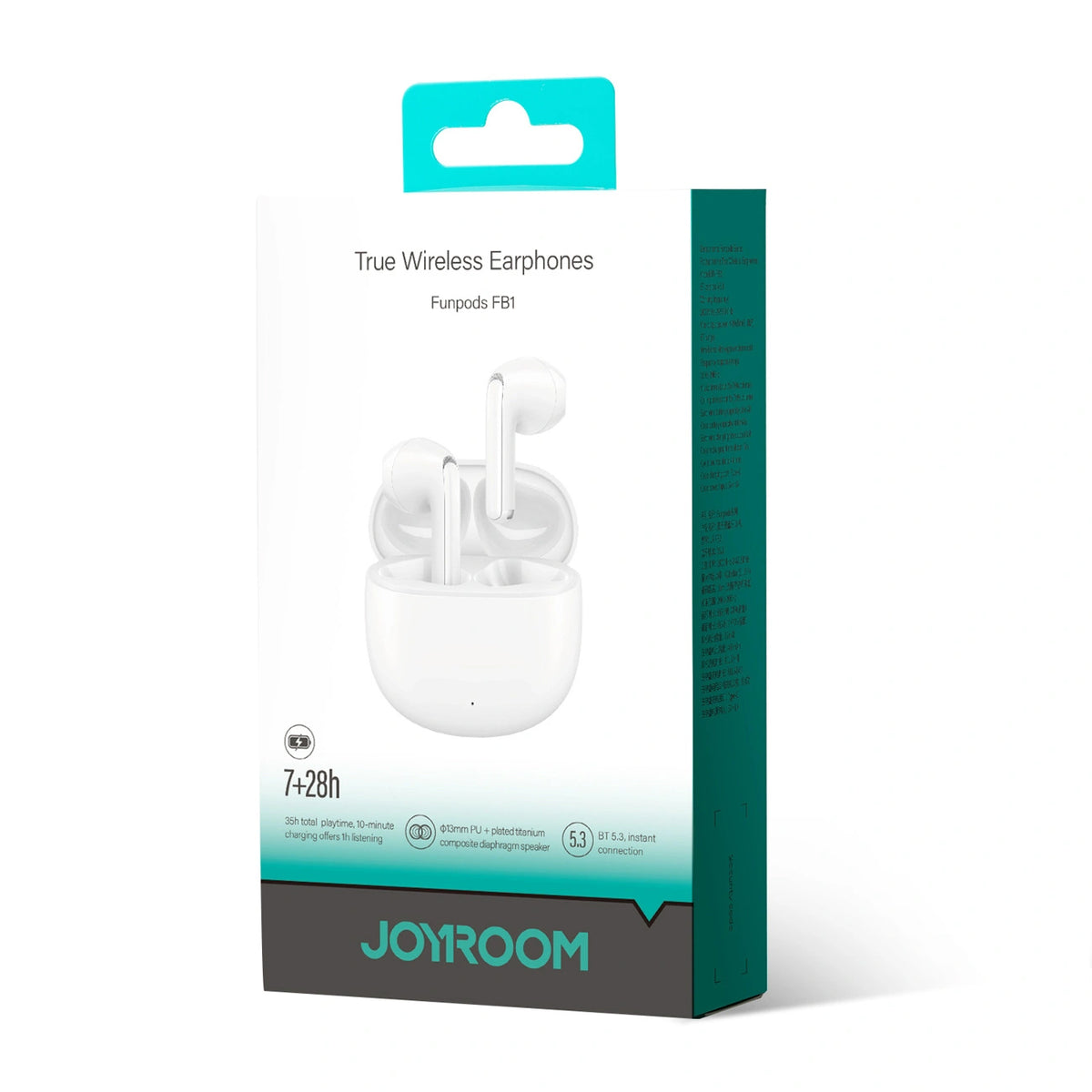 Auriculares Bluetooth Joyroom Funpods JR-FB1 Nova Versão, TWS, Branco