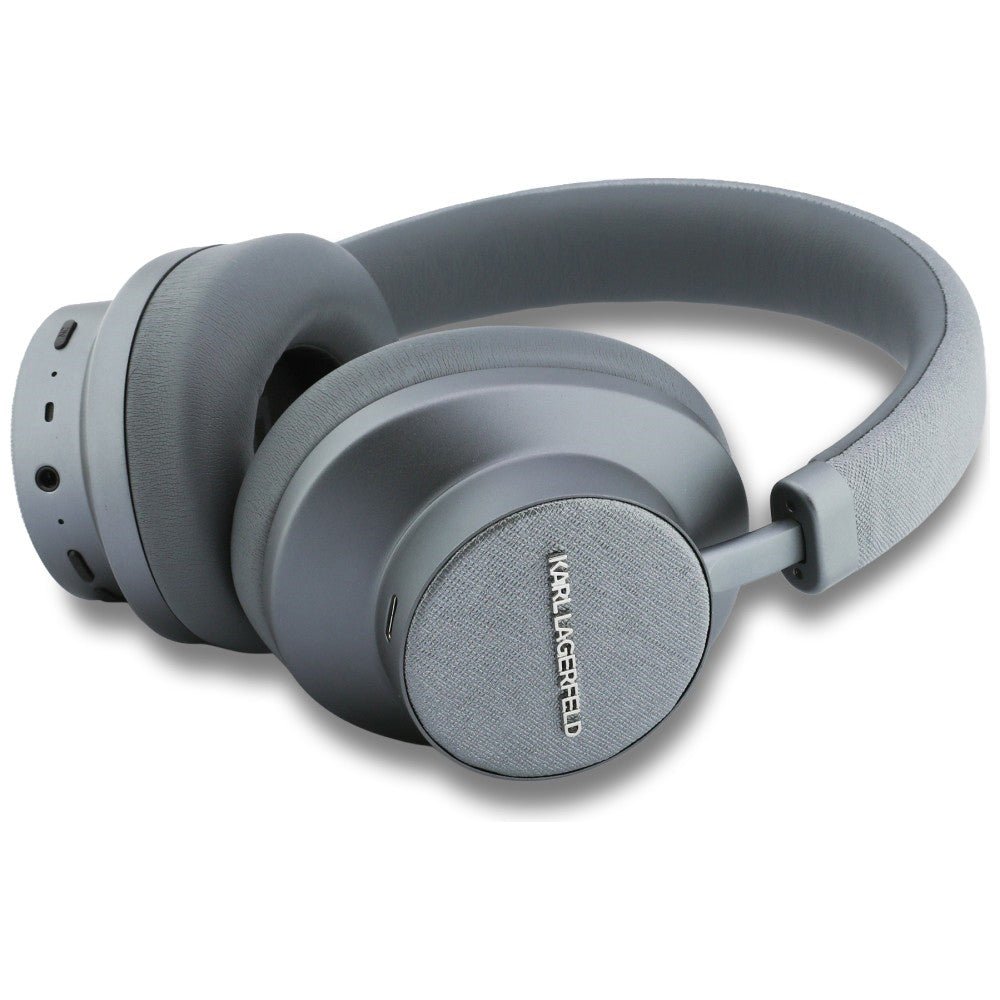 Handsfree Bluetooth Karl Lagerfeld Saffiano Elongated, A2DP, ANC, Cinzento