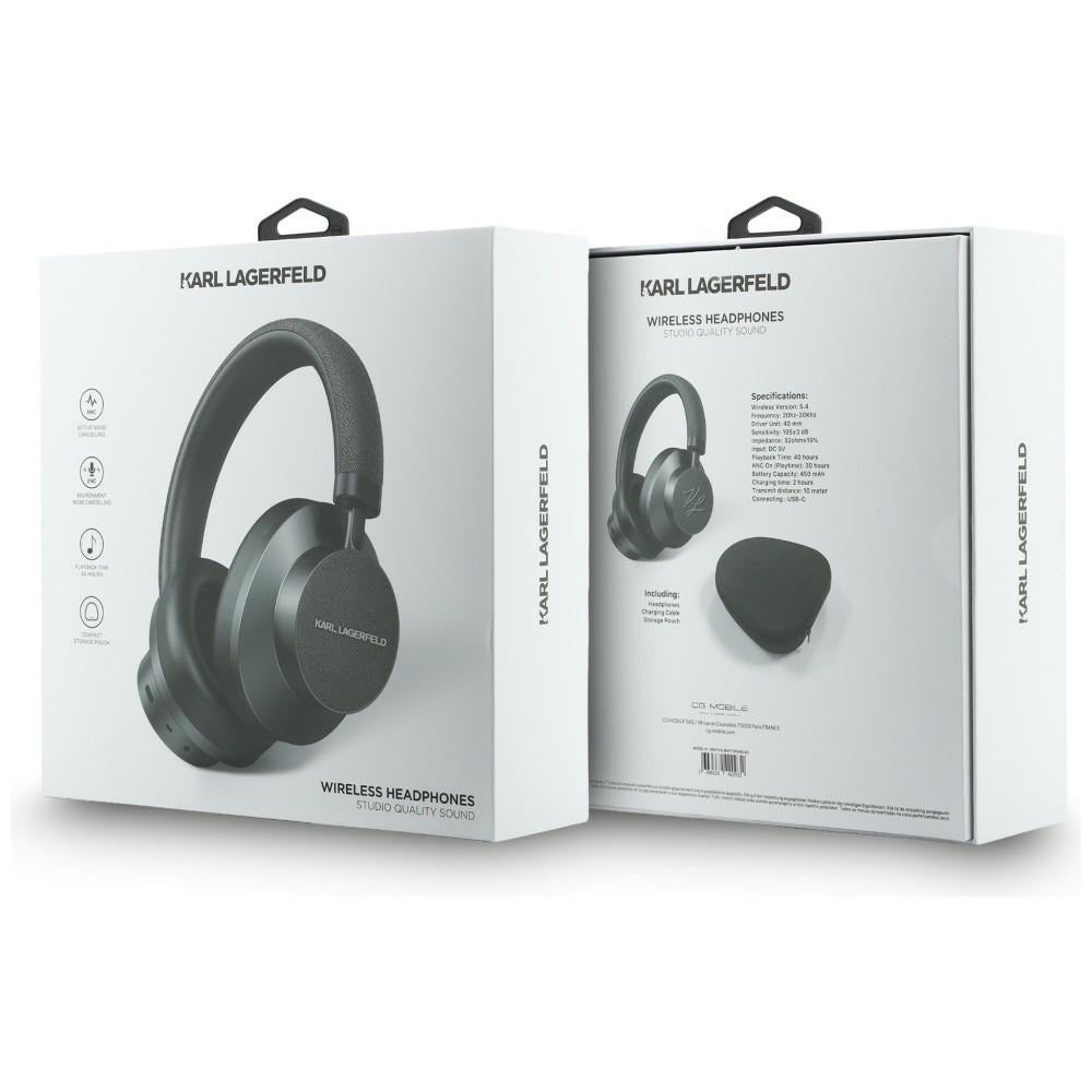 Handsfree Bluetooth Karl Lagerfeld Saffiano Elongated, A2DP, ANC, Cinzento