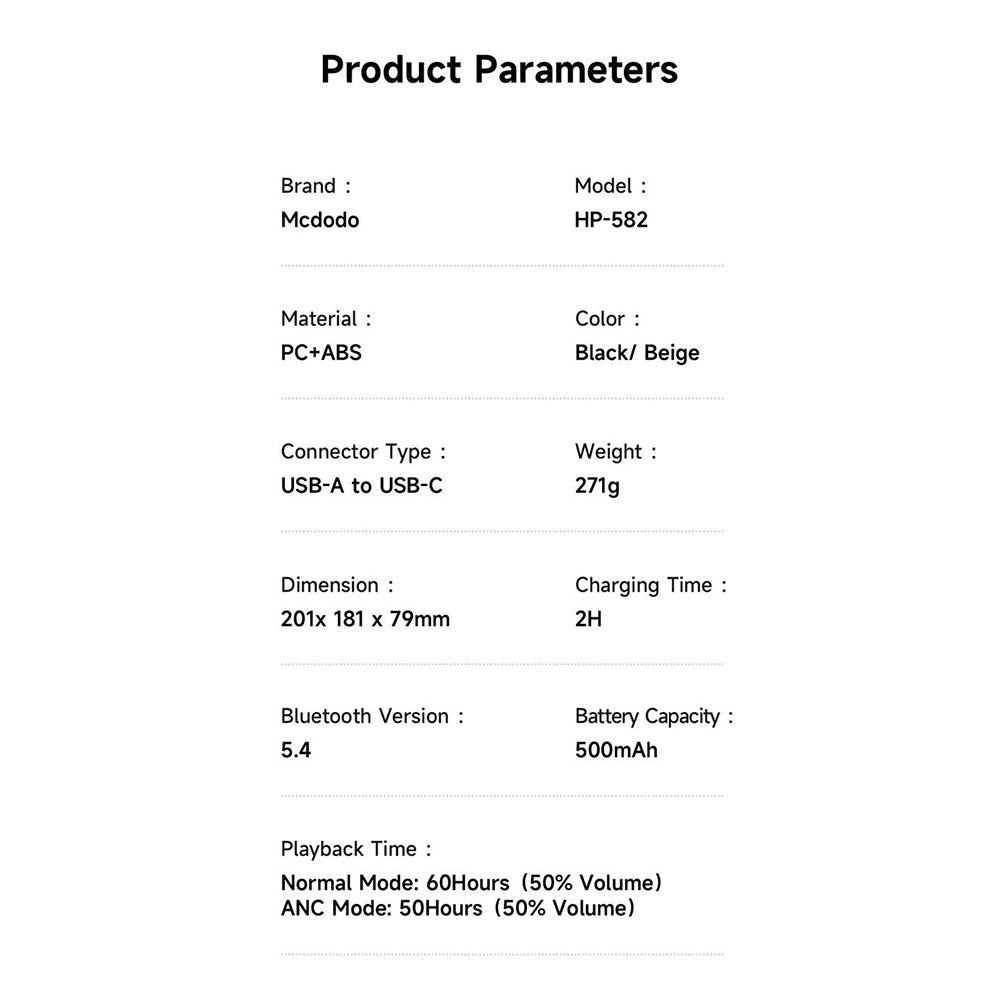 Handsfree Bluetooth McDodo HP-5820 T03, A2DP, ANC, Preto