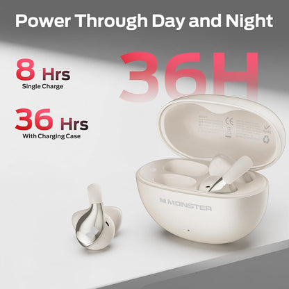Handsfree Bluetooth Monster AC225, TWS, Creme Claro