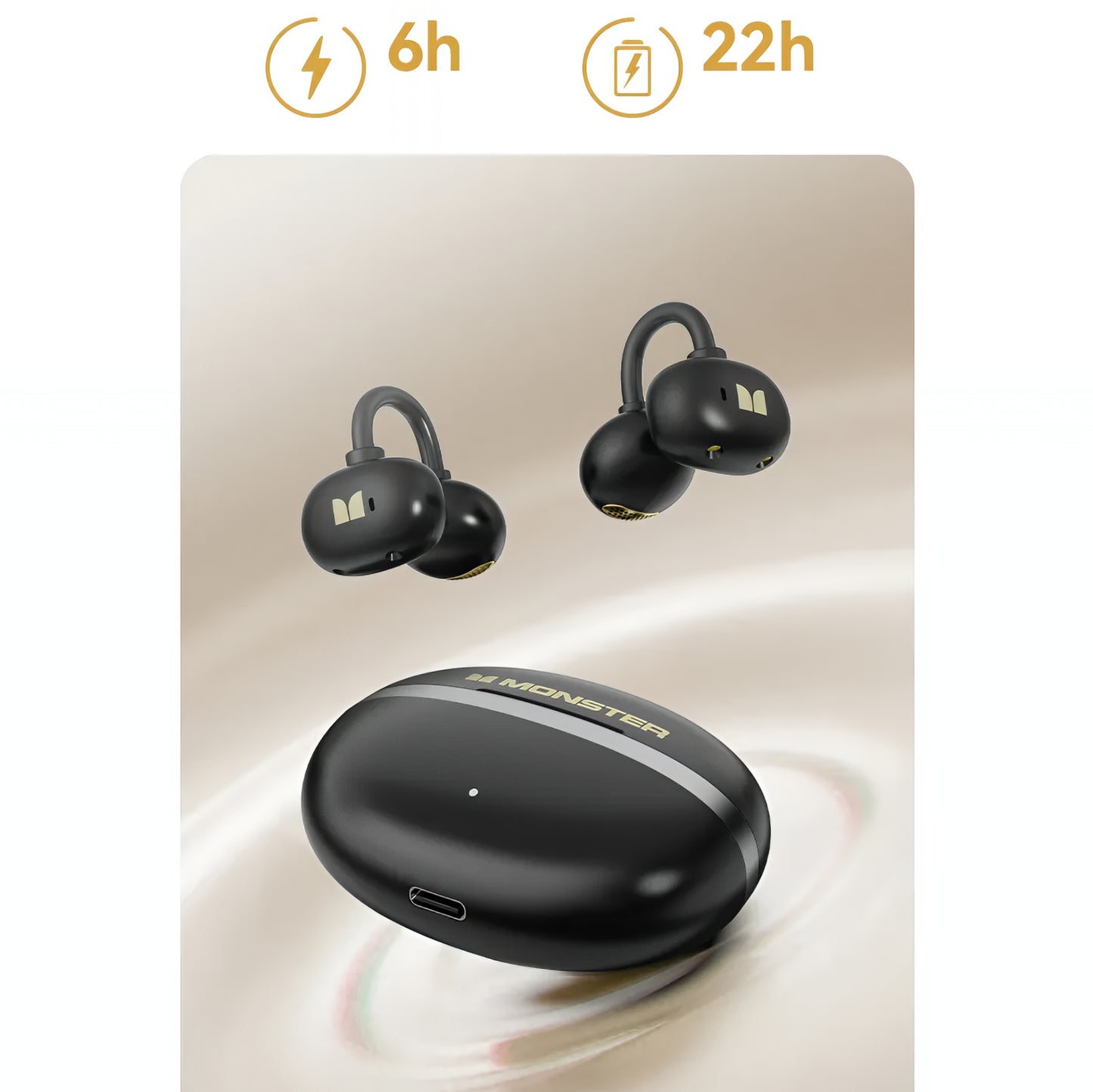 Handsfree Bluetooth Monster AirClip AC200, TWS, Preto