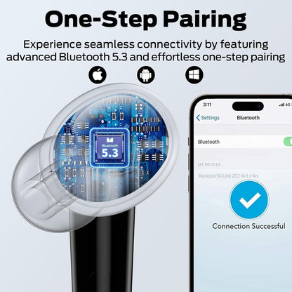 Handsfree Bluetooth Monster N-Lite 203 AirLinks, TWS, Preto