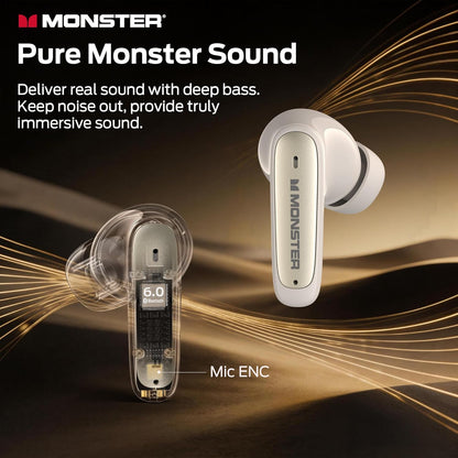 Handsfree Bluetooth Monster N-Lite 310, TWS, Creme Claro