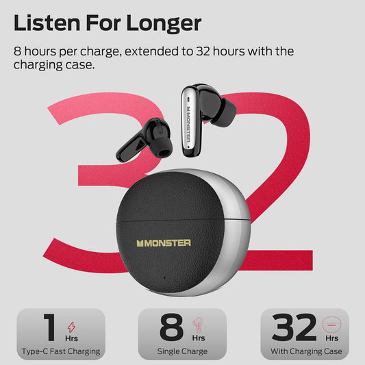 Auricular Bluetooth Monster N-Lite 310, TWS, Preto