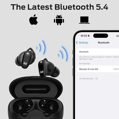 Handsfree Bluetooth Monster N-Lite 206, TWS, Preto