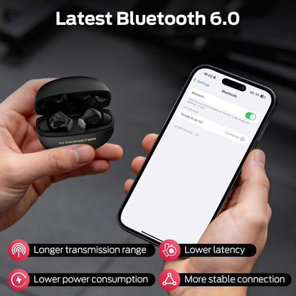 Auricular Bluetooth Monster N-Lite 310, TWS, Preto