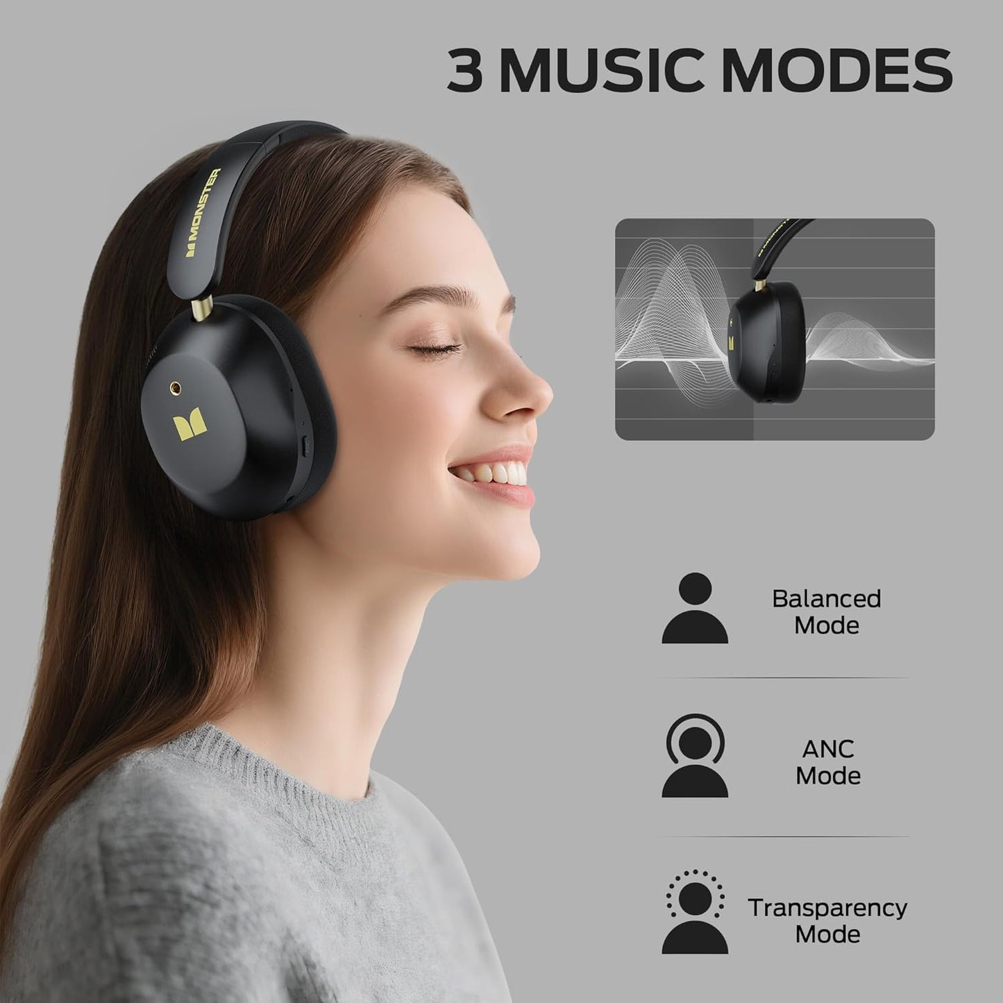 Handsfree Bluetooth Monster Persona 6th, MultiPoint, A2DP, ANC, Preto