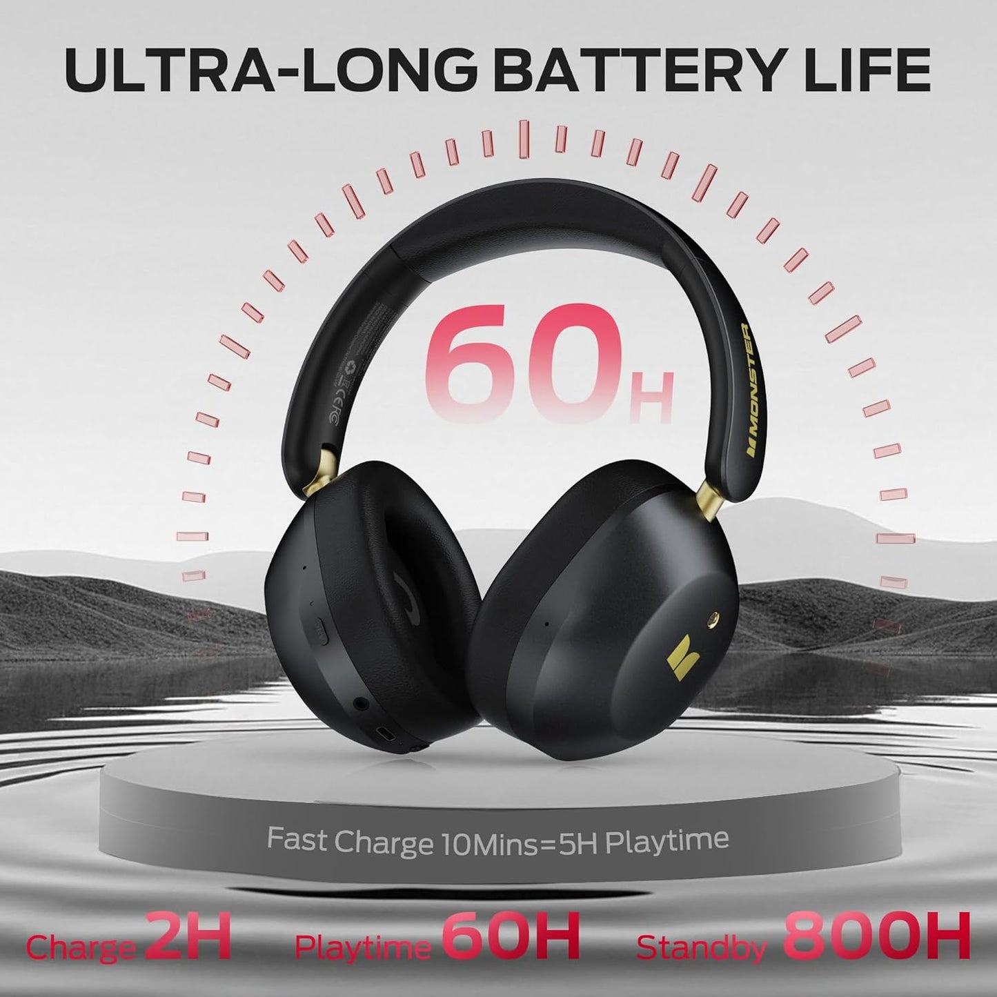Handsfree Bluetooth Monster Persona 6th, MultiPoint, A2DP, ANC, Preto
