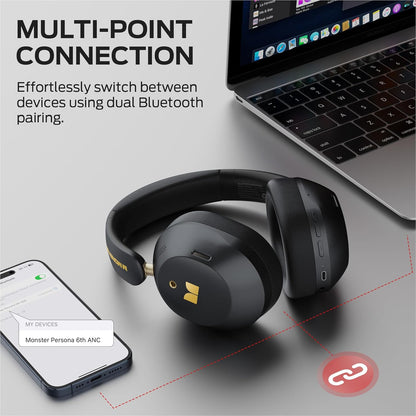 Handsfree Bluetooth Monster Persona 6th, MultiPoint, A2DP, ANC, Preto