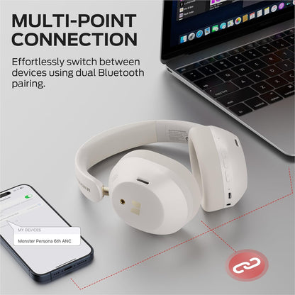 Handsfree Bluetooth Monster Persona 6th, MultiPoint, A2DP, ANC, Branco