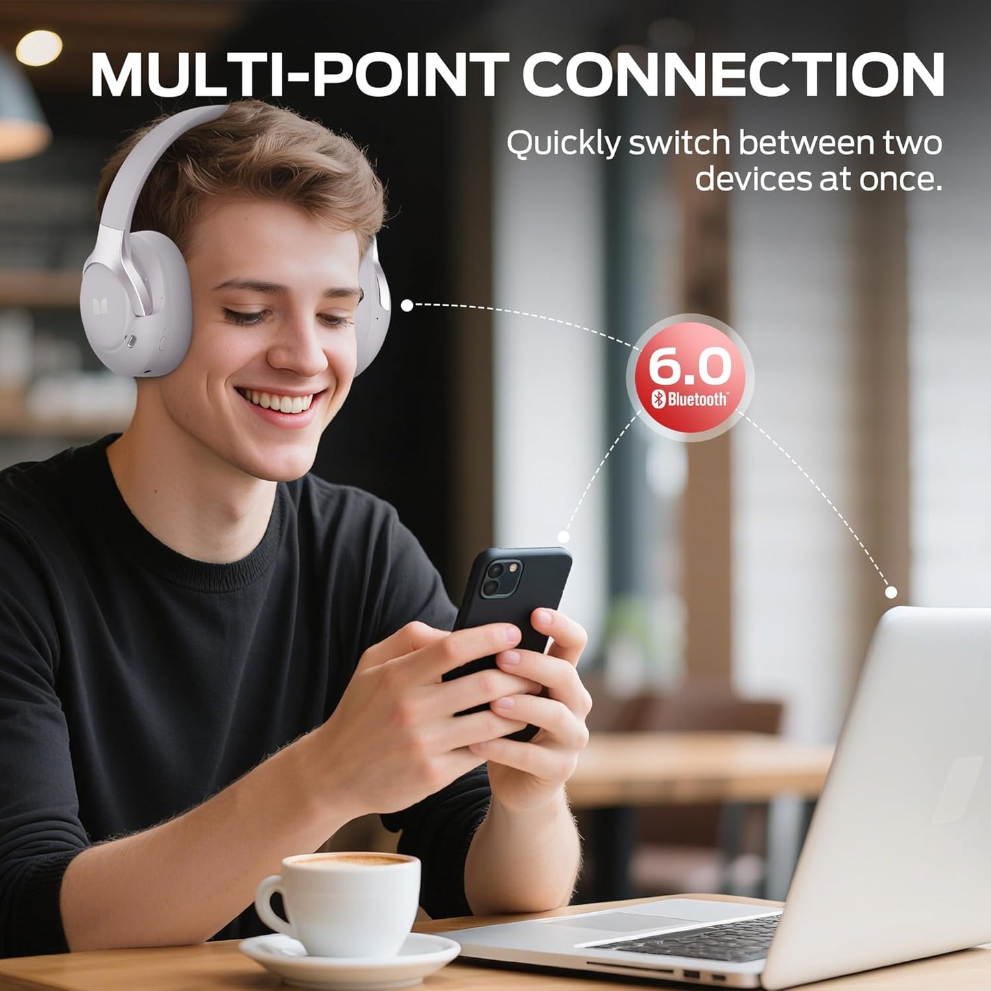 Handsfree Bluetooth Monster Persona 5th, MultiPoint, A2DP, ANC, Roxo