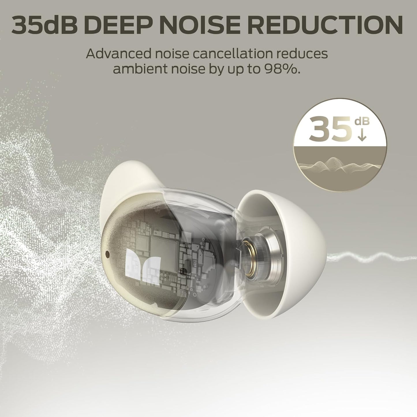 Handsfree Bluetooth Monster Sleep Ear200, TWS, ANC, Dourado