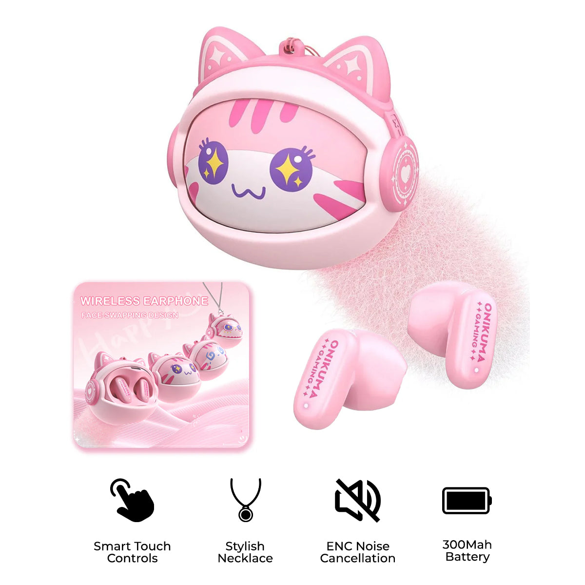 Auriculares Bluetooth Onikuma TX603, TWS, Rosa