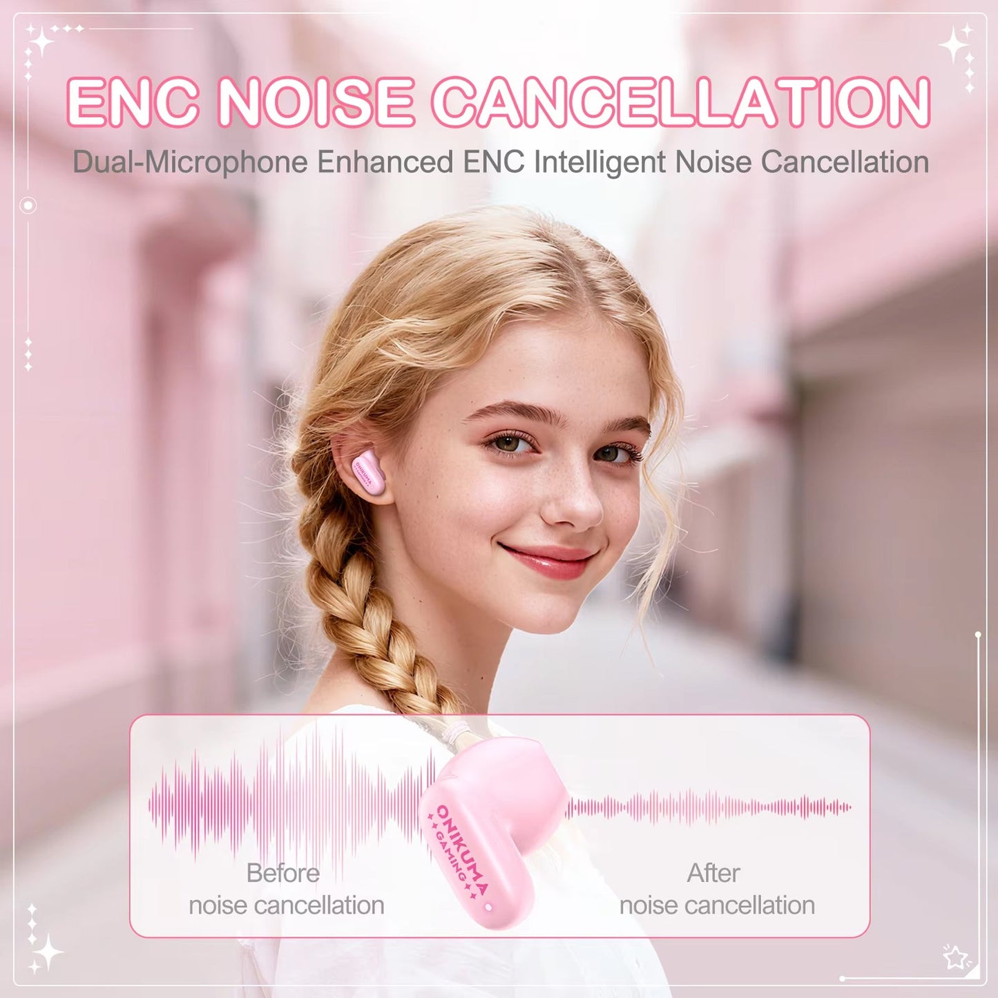 Auriculares Bluetooth Onikuma TX603, TWS, Rosa