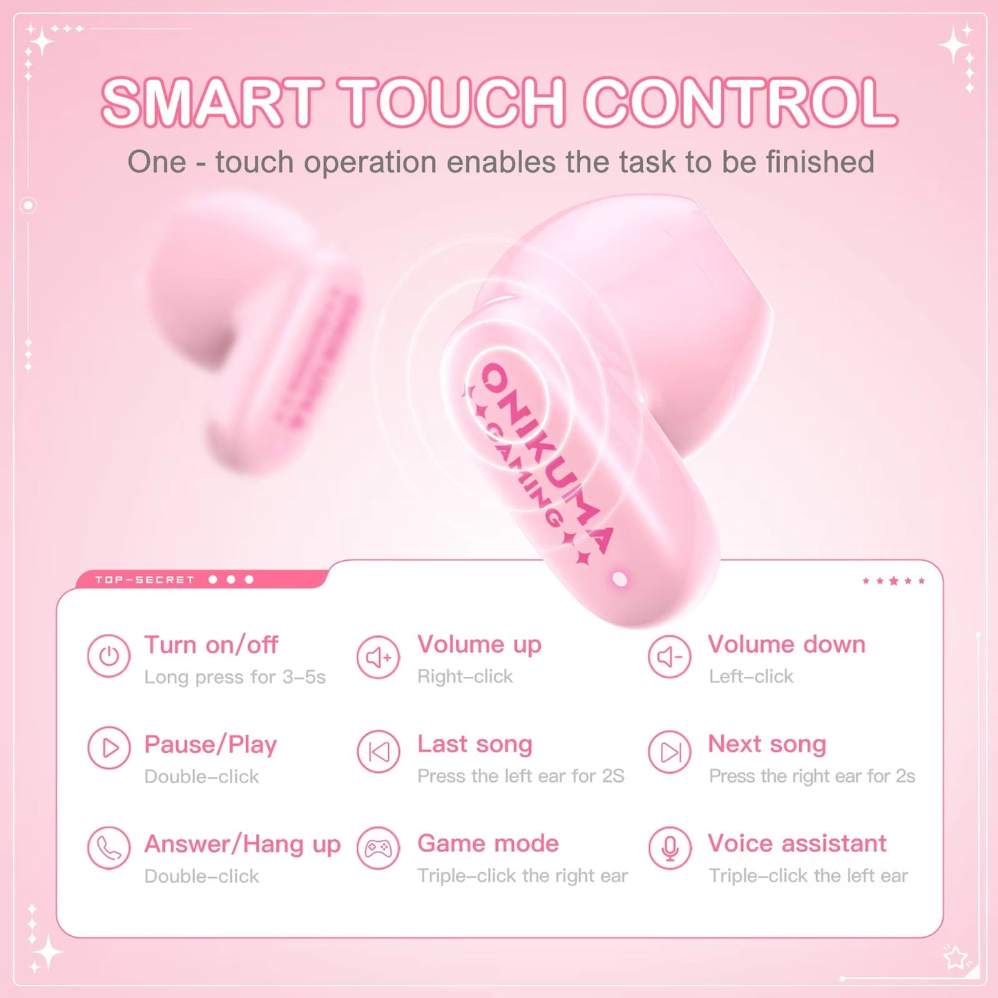 Auriculares Bluetooth Onikuma TX603, TWS, Rosa
