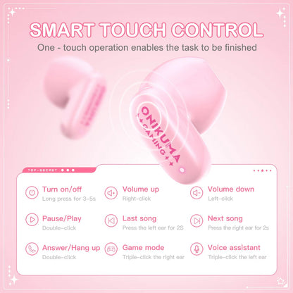 Auriculares Bluetooth Onikuma TX603, TWS, Rosa