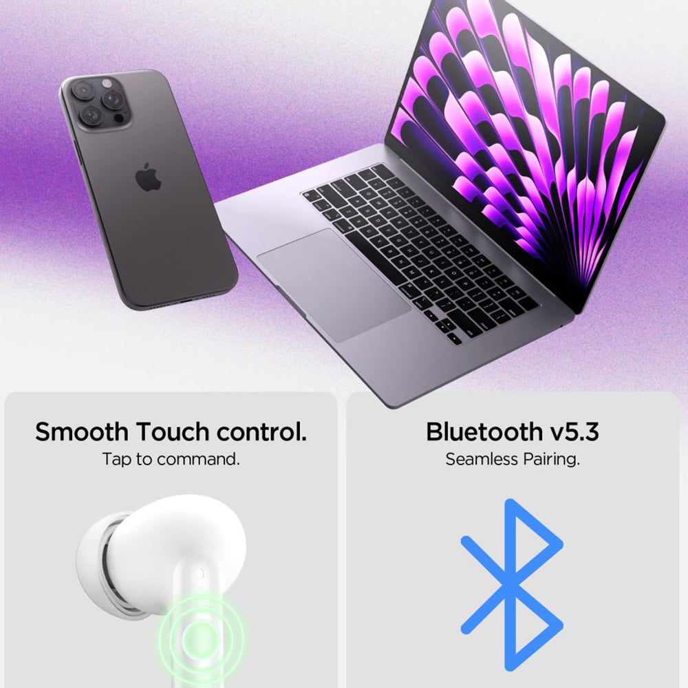 Handsfree Bluetooth Spigen SA2400, TWS, ANC, Branco