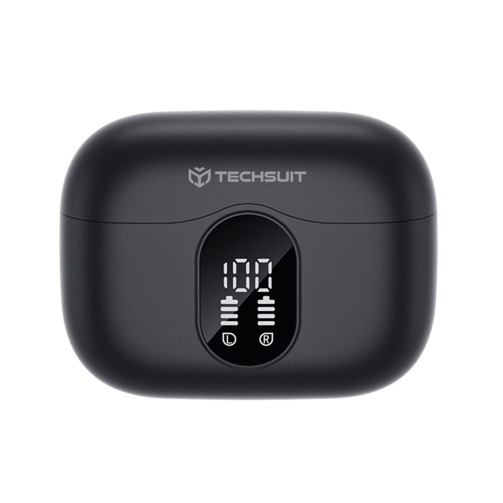 Handsfree Bluetooth Techsuit CW3 WaveBeat 100, TWS, ANC, Preto