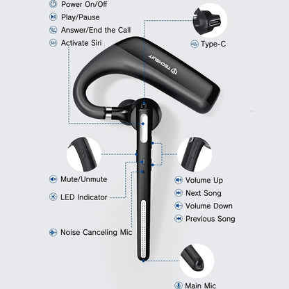 Handsfree Bluetooth Techsuit PowerTalks G6, MultiPoint, A2DP, Preto