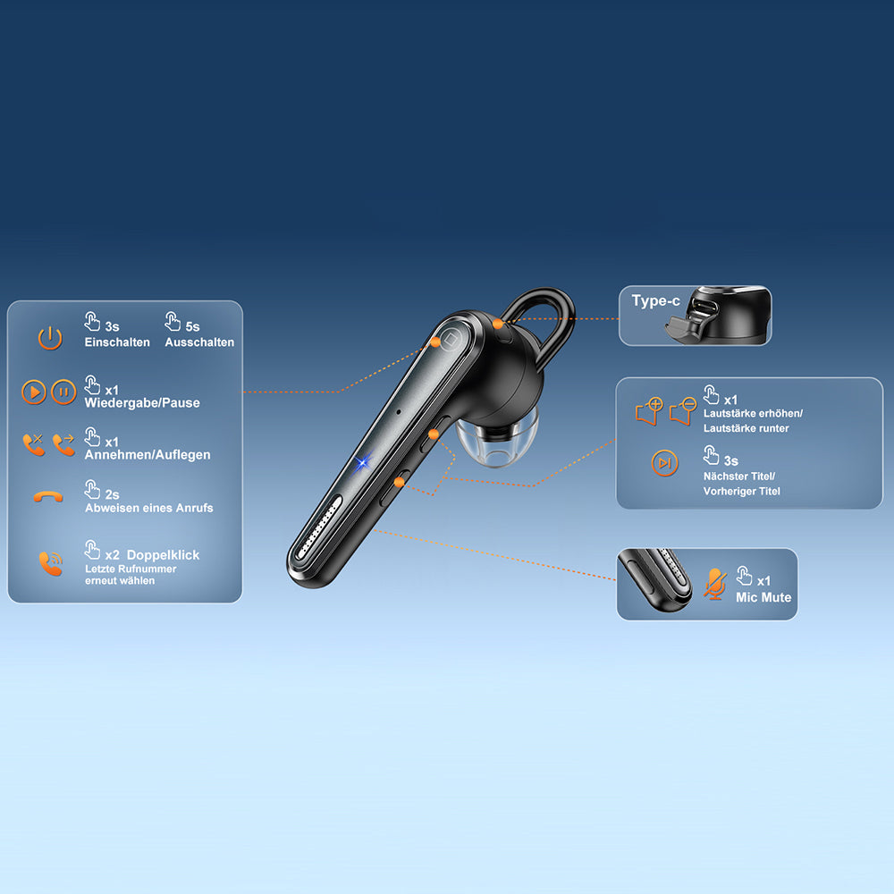Auricular Bluetooth Techsuit Voicera CB3 mãos-livres, A2DP, Preto