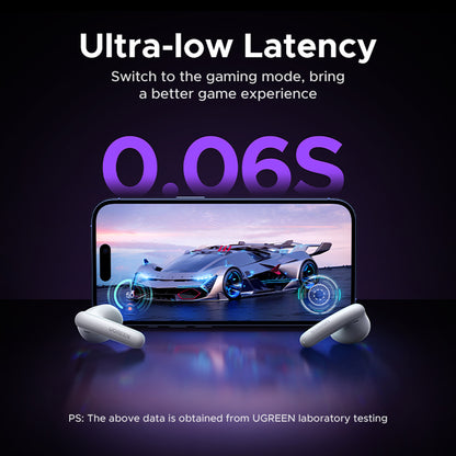 Auricular Bluetooth UGREEN HiTune H6 Magic WS216 (75288), TWS, ANC, MultiPoint, Cinzento