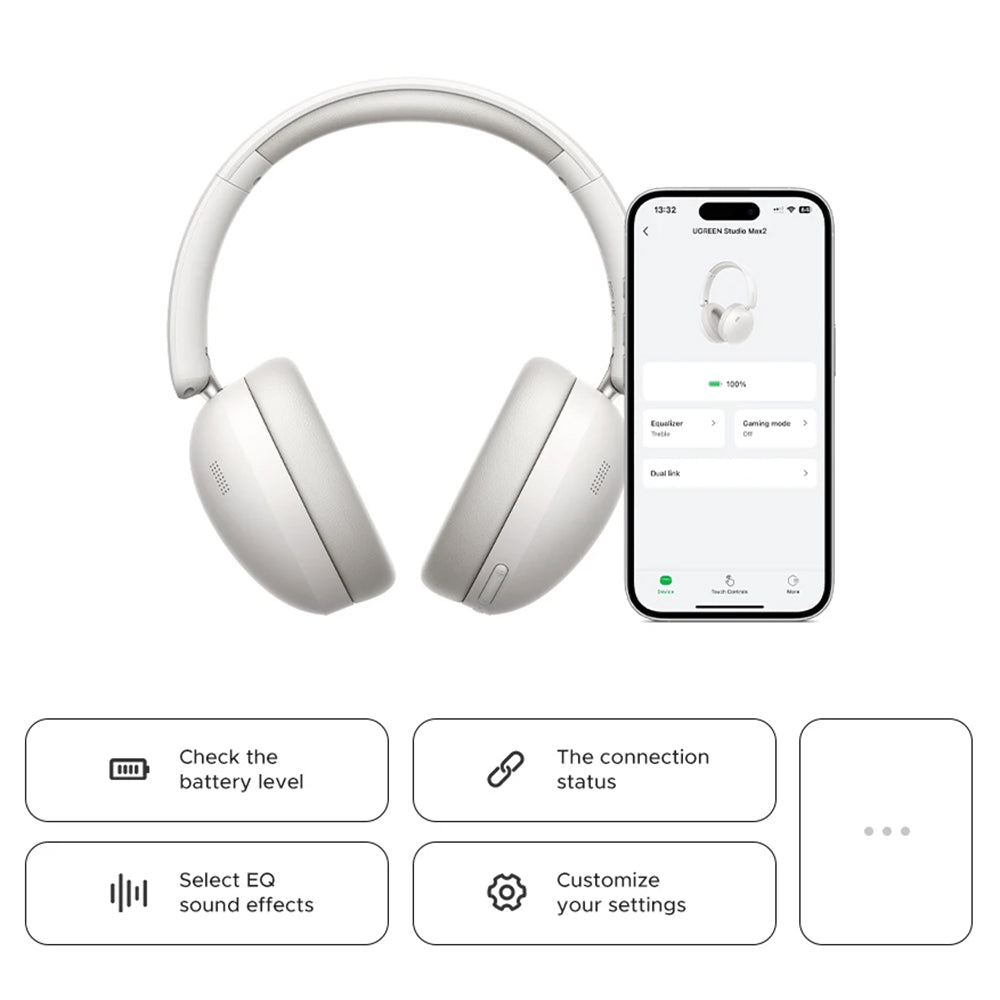 Handsfree Bluetooth UGREEN HiTune Max 2 HP205, MultiPoint, A2DP, ANC, Preto