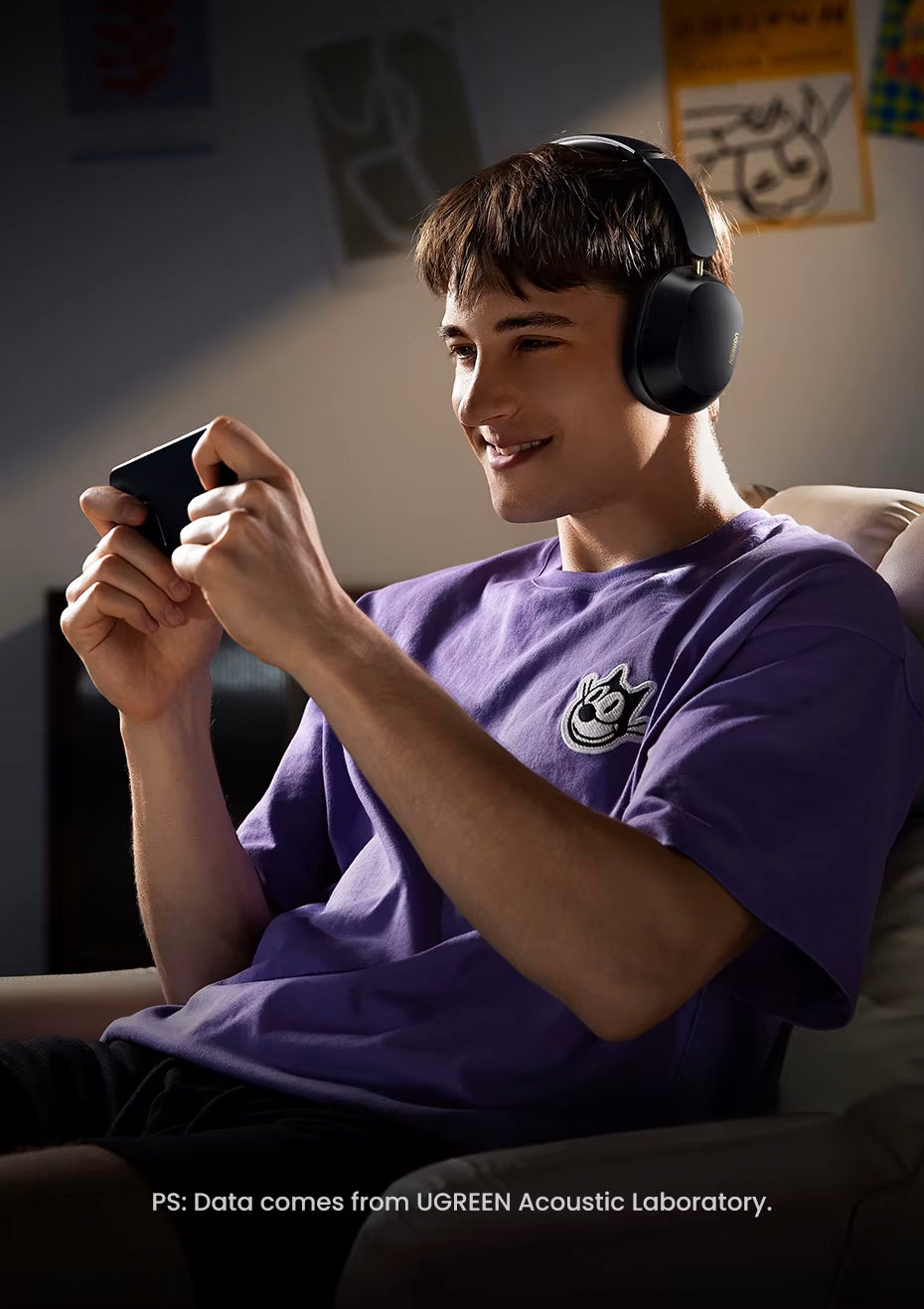 Handsfree Bluetooth UGREEN HP203, A2DP, ANC, Preto