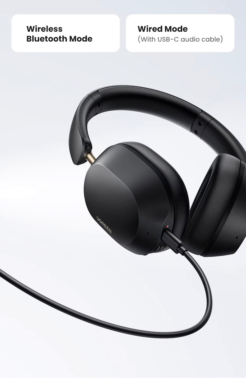Handsfree Bluetooth UGREEN HP203, A2DP, ANC, Preto