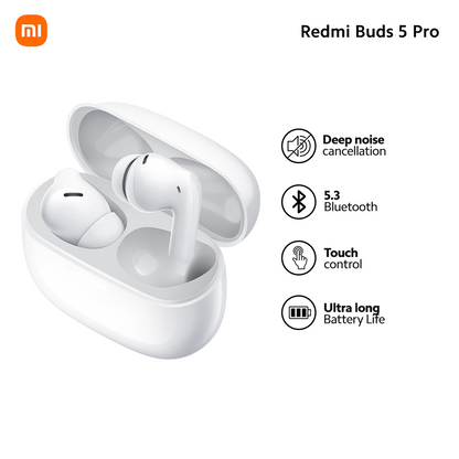 Mãos-livres Bluetooth Xiaomi Redmi Buds 5 Pro, TWS, ANC, Branco BHR7662GL