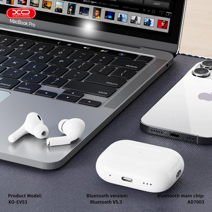 Handsfree Bluetooth XO Design EV53, TWS, ANC, Branco
