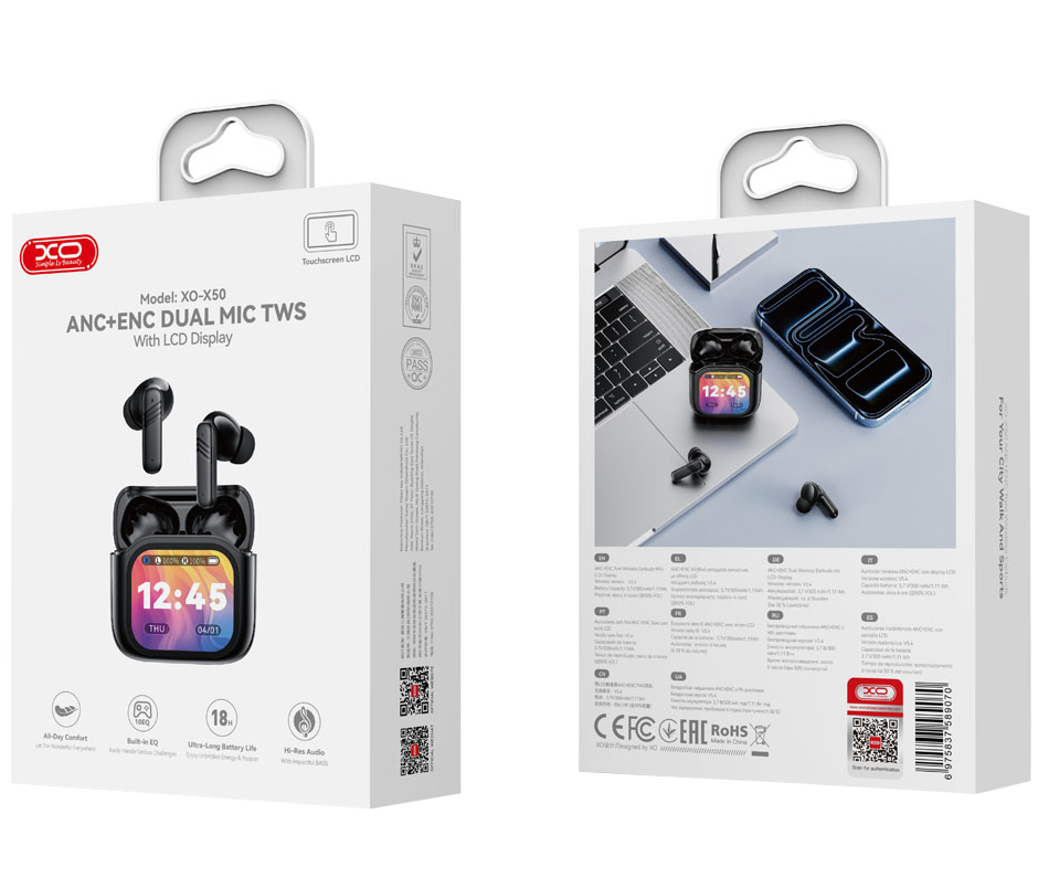 Handsfree Bluetooth XO Design X50, TWS, ANC, Preto