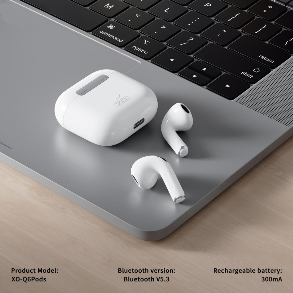 Handsfree Bluetooth XO Design Q6 Pods, TWS, Branco