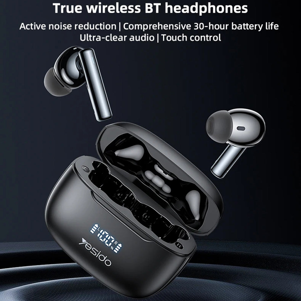 Handsfree Bluetooth Yesido TWS23, TWS, ANC, Preto