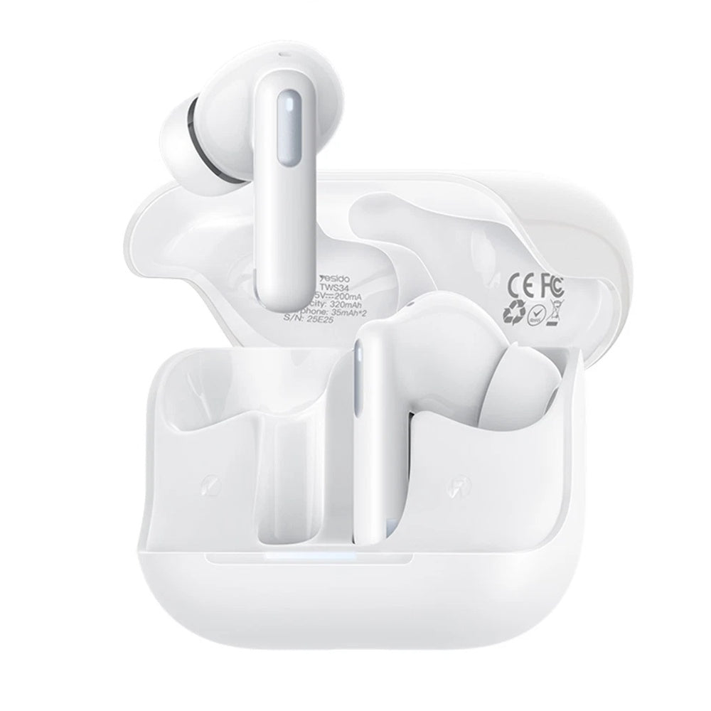 Handsfree Bluetooth Yesido TWS34, TWS, ANC, Branco