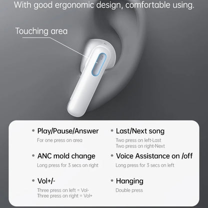 Handsfree Bluetooth Yesido TWS34, TWS, ANC, Branco