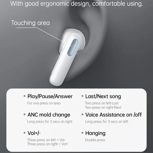 Handsfree Bluetooth Yesido TWS34, TWS, ANC, Branco