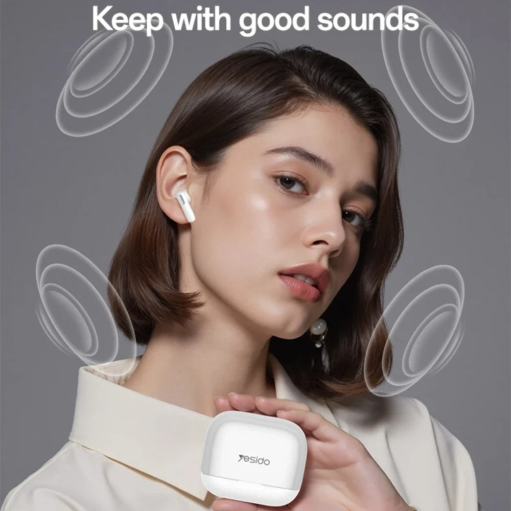 Handsfree Bluetooth Yesido TWS34, TWS, ANC, Branco