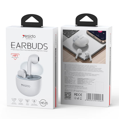 Handsfree Bluetooth Yesido TWS35, TWS, Branco