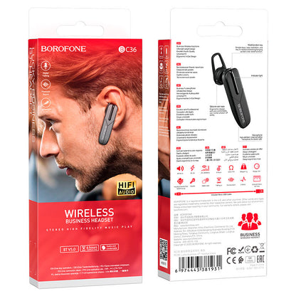 Auricular Bluetooth mãos-livres BC36 Lucky, A2DP, preto