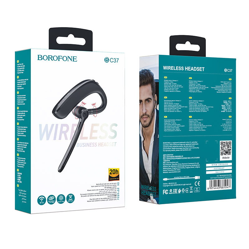 Handsfree Bluetooth Borofone BC37 Imperor, A2DP, Preto