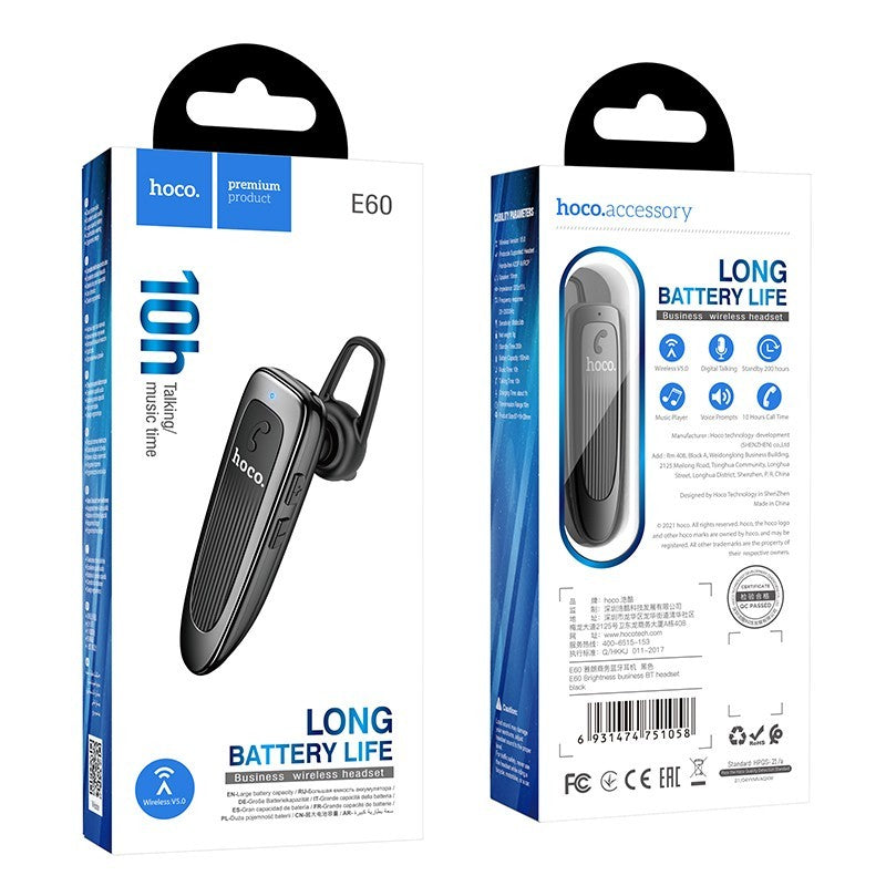 Handsfree Bluetooth HOCO E60 Brightness, A2DP, Preto
