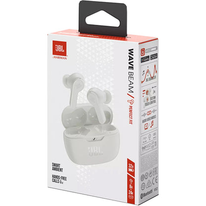 Mãos-livres Bluetooth JBL Wave Beam, TWS, Branco JBLWBEAMWHT